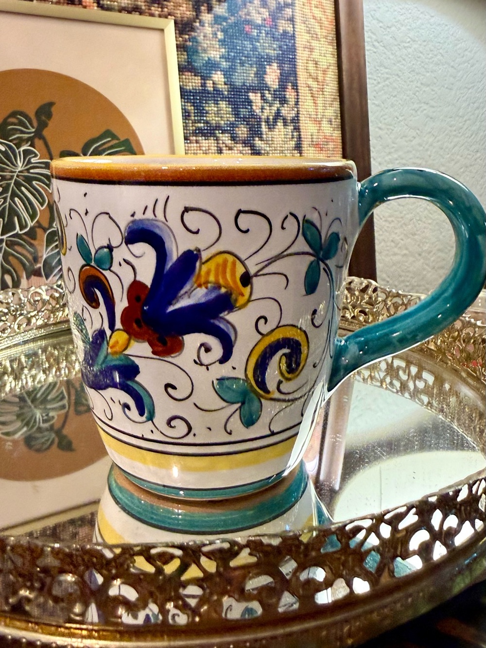 Vintage F.lli Mari Deruta Italian Majolica Raffaellesco Mug